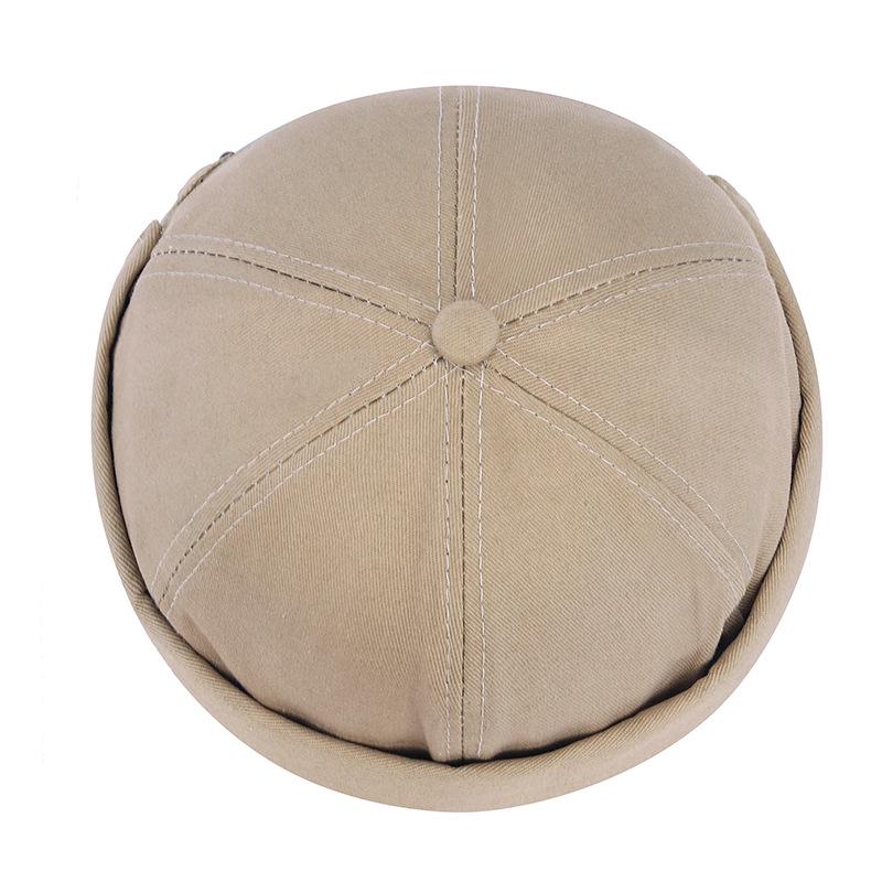 Frühling Retro Hip Hop Schiebermütze: Einfarbiger Streetdance Melonenhut ohne Krempe