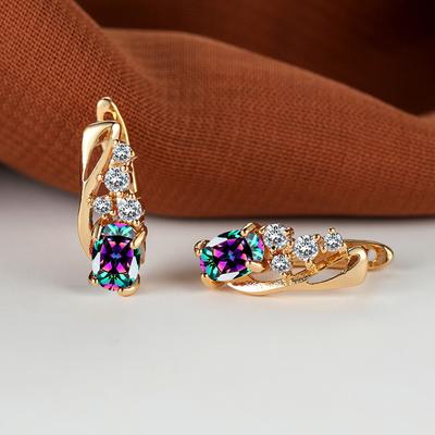 1 Paar luxuriöse, ovale Regenbogen-Stein-Tropfenohrringe mit voller Kralle, Ohrtropfen, Statement-Schmuck, Damen, Party, Valentinstag, Geschenk, Halloween, Weihnachten