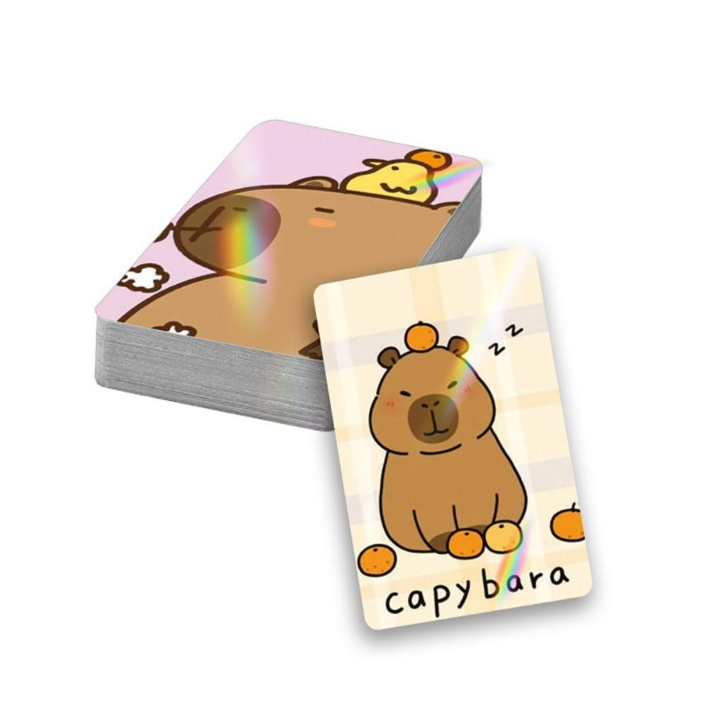 Glitter Capybara Photocards Double-sided Collection Cards Portable Lomo Cards  Gift