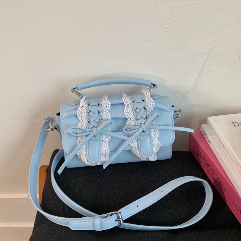 

Premium texture portable small bag women s new fashion lace shoulder bag retro commuter messenger bag синий