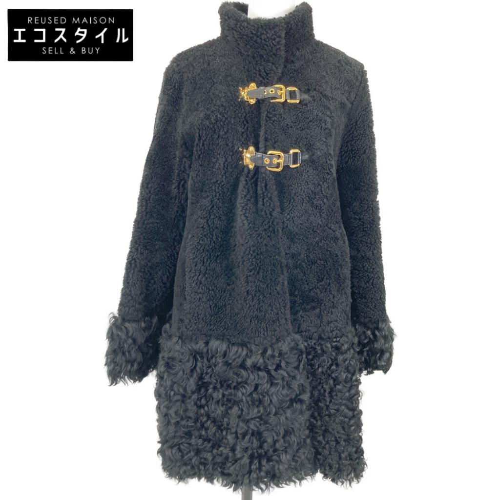 MIUMIU [Domestic regular] MPS377 1CQY sheepskin mouton coat 42 blackUsed