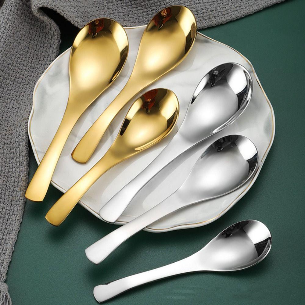 Kitchen Accessories Soup Spoons Round Base Tableware New Stirring Dessert Spoons