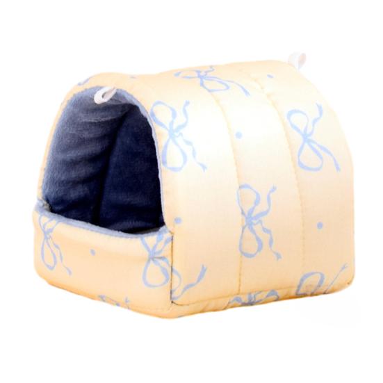 Thickened Quilted Warm Shelter Hamster Bed, Cartoon Print Cozy Hideout, Winter Cave Comfortable Hideaway for Hamsters Small Animal Cage Accessories