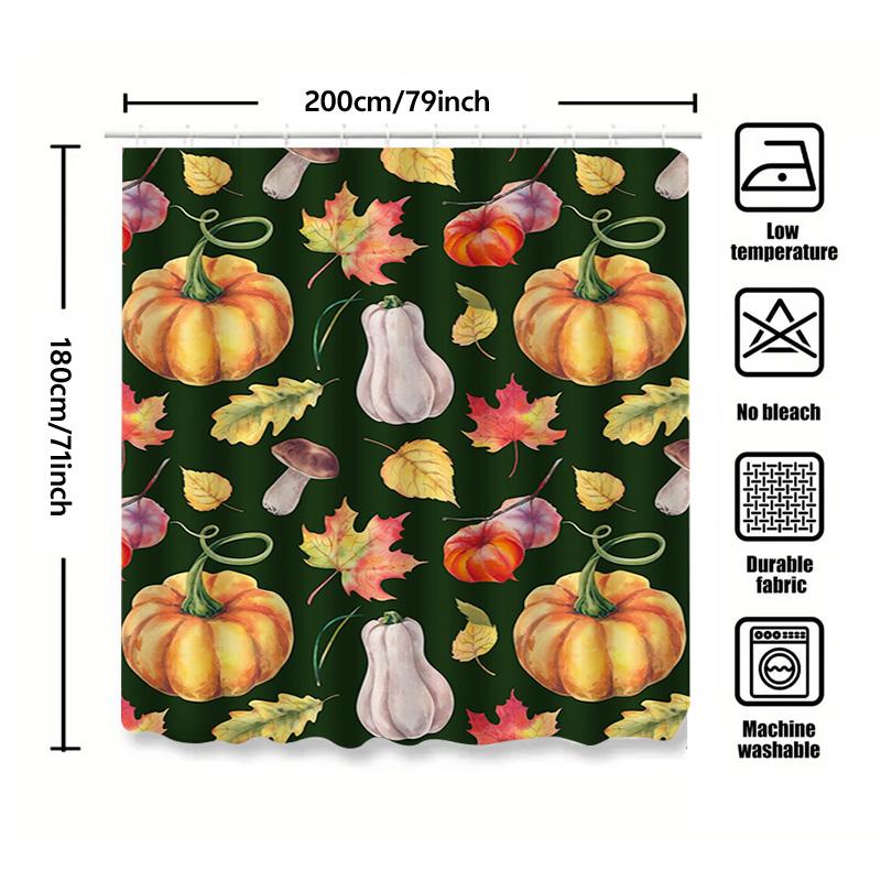 Tuniu Autumn Leaves Pumpkin Watercolor Shower Curtain Decorative Fall Bathroom Decor