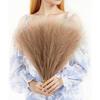 3 Pcs Artificial Flowers Faux Pampas Grass Small Fluffy Fake Flower Plant for Home Decor,Office,Bedroom, Items (Without Vase pot)(Brown)Silk