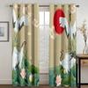 Japanese Beautiful Crane Sun Wave Mountain Cloud High Shading Curtain Bedroom Living Room Hotel Window Curtain 2 Panels Blackout
