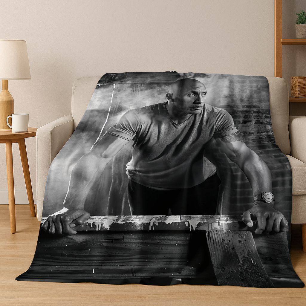 Strong The Rock Dwayne Johnson Art Flannel Blanket,Cozy Soft Throw Blanket for Home Bedroom Bed Sofa Picnic Office Cover Gift
