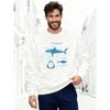 Men's Casual Crew Neck Sweatshirt with Great White Shark Diagram Pattern