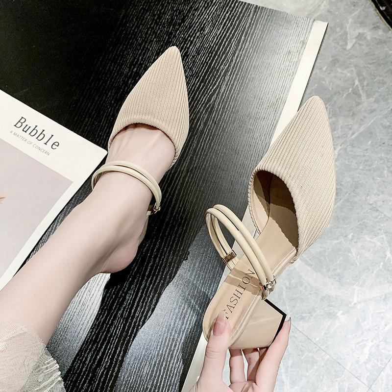 Sandalias puntiagudas de tacón medio, zapatillas de tacón alto de plataforma,  sandalias de media resistencia comprar a buen precio — entrega gratuita,  reseñas reales con fotos — Joom