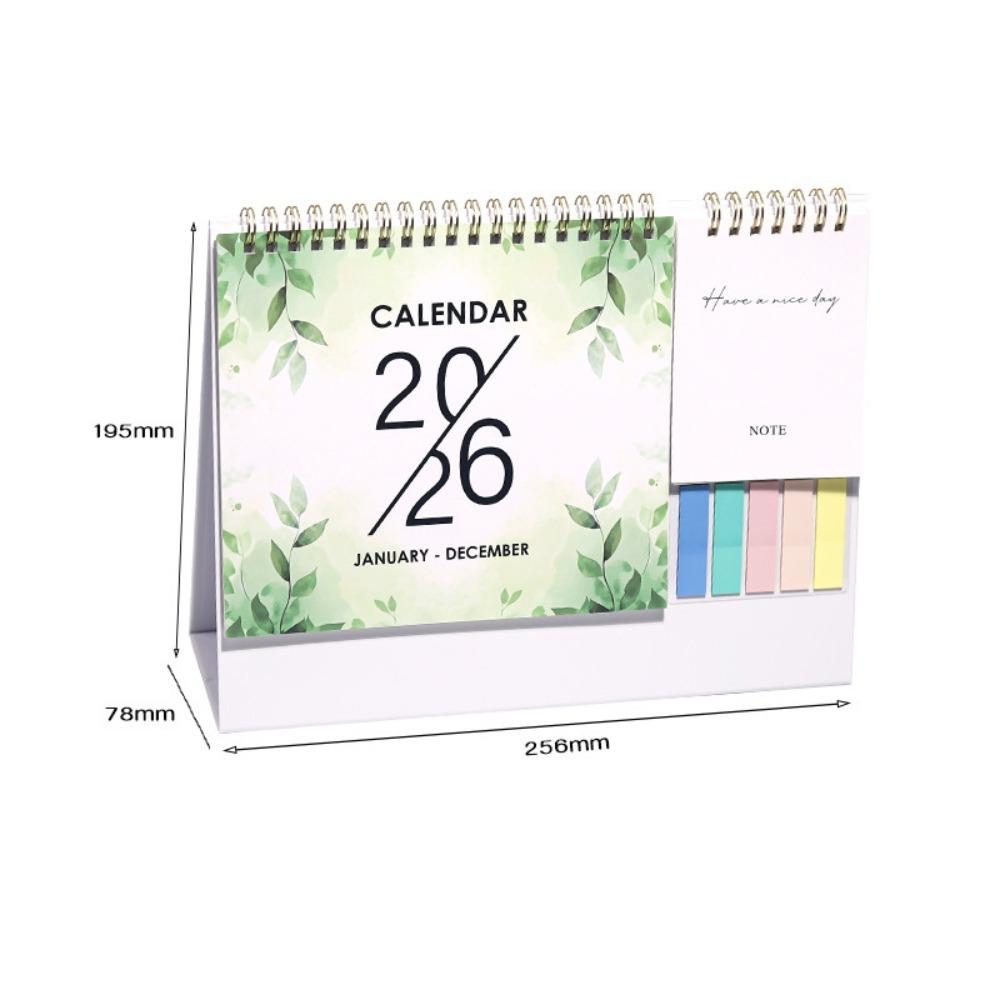 Jan. 2026 - Dec. 2026 2026 Flower Calendar Daily Study Foldable English Calendar Colorful Planning Double-coil Calendar Office