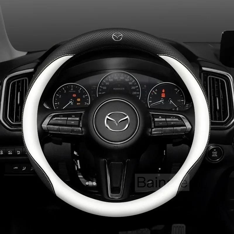 For Mazda 3 5 6 SKYACTIV Axela Atenza CX30 CX50 CX5 CX7 CX8 CX9 MX5 RX8 BT50 Suede Leather Car Steering Wheel Cover Accessories