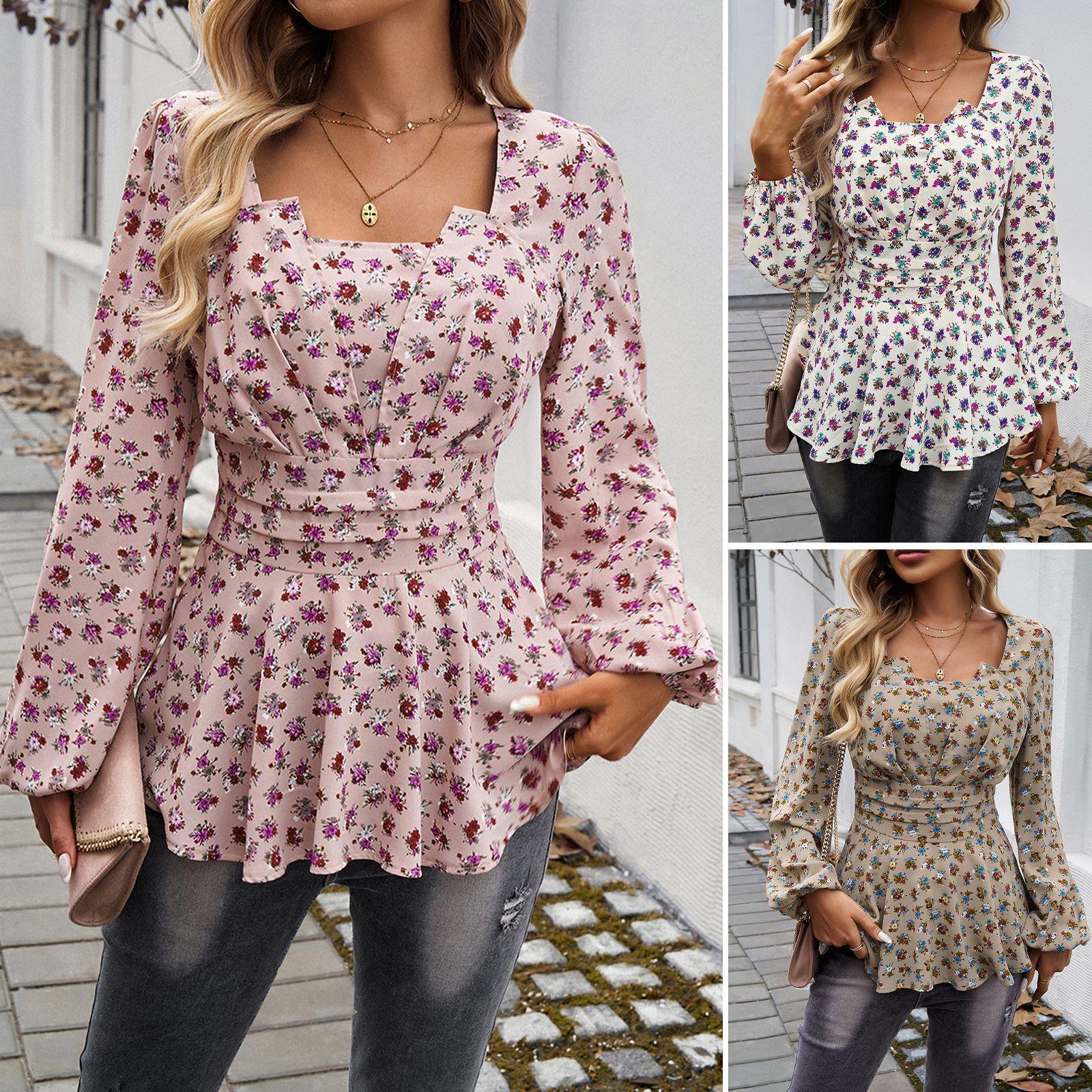 

Bubble Sleeve Mori Elegant Floral Long Sleeve Women s Tops L
