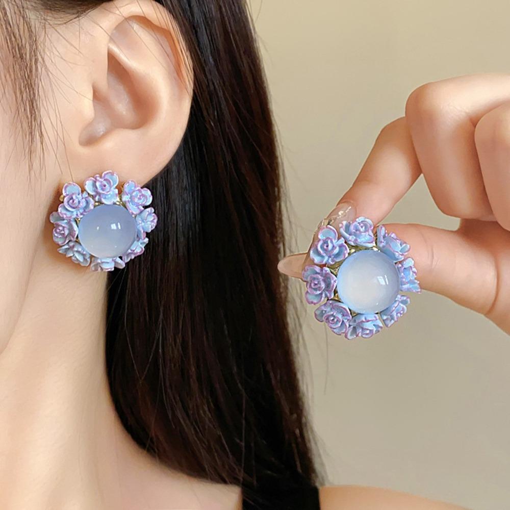 Ear Jewelry Flower Stud Earrings Rose Sweet Flower Earrings Trendy Bohemian Earrings Women  Party