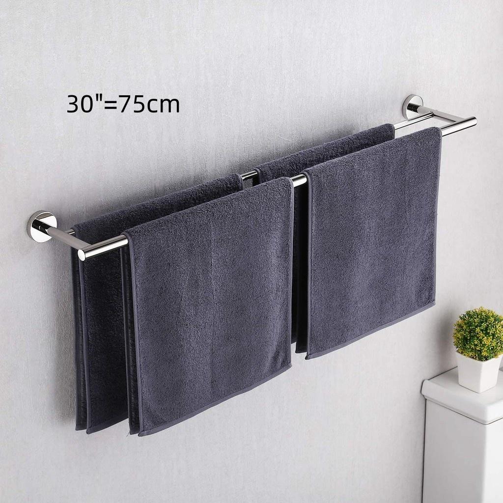 SUS 304 Stainless Steel Wall Mount Towel Holder Household Double Towel Rod Bathroom Rustproof Towel Rack