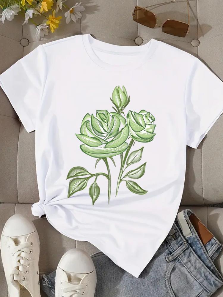 (Asian Size) Print Fashion Female Tee Top Women Clothing T Shirt trend sweet 90s style Woman Short Sleeve Graphic T-shirts