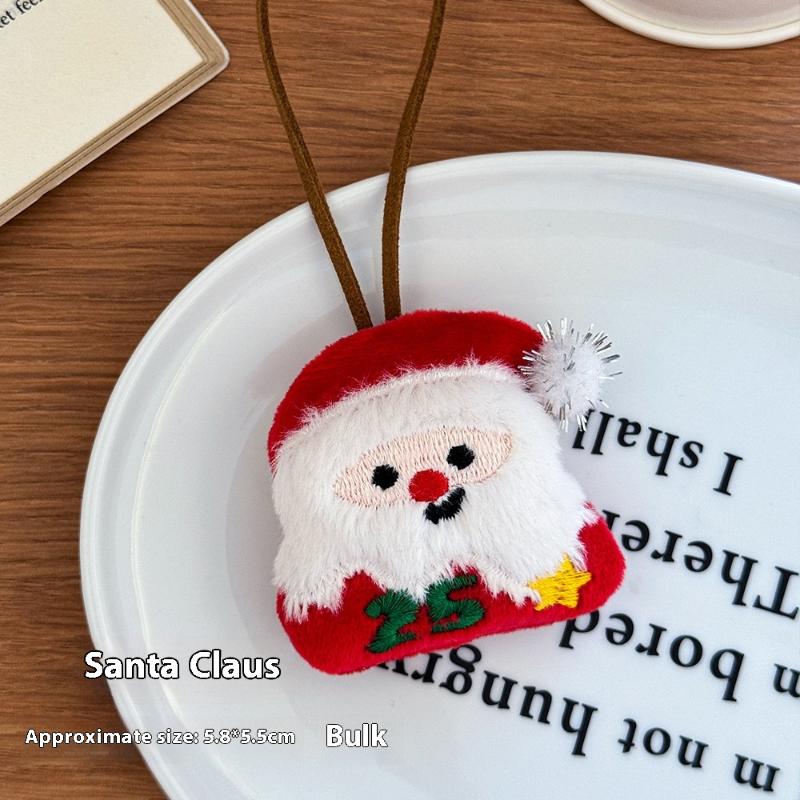 Cute Cartoon Christmas Plush Doll Pendant Christmas Tree Santa Claus Can Write Name Prevent Loss Pendant Decoration Gifts