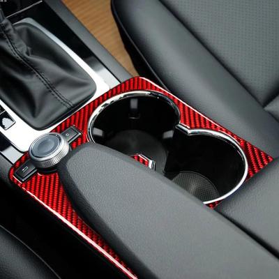 Rote Carbonfaser-Mittelkonsolen-Armlehne, Wasserbecherhalter-Rahmenabdeckung, Dekoration, passend für Mercedes-Mercedes Benz C-Stufe W204 C180 C200 C250