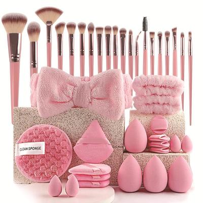 40 kusů Sada kosmetických pomůcek Make-up Sada na mytí obličeje Houbička na make-up Plná sada Sada čistících štětců Profesionální trojúhelníková pudrová houbička Nástroj na mytí