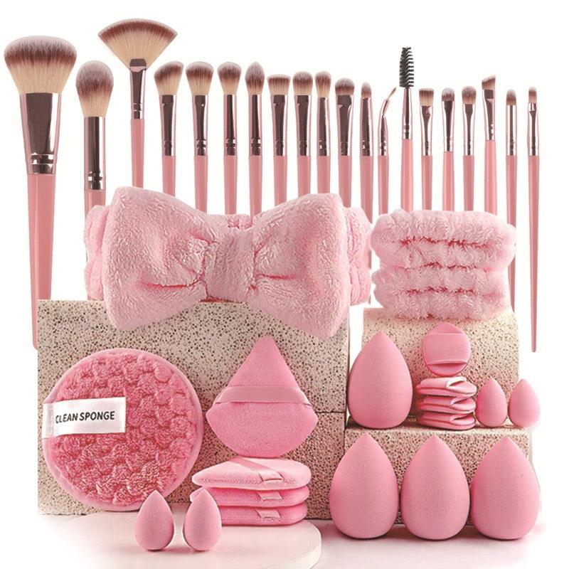 40 Pcs Beauty Makeup Tool Combo Set Face Wash Makeup Puff Full Set Clean Brush Set Professional Triangle Powder Puff Wash Tool