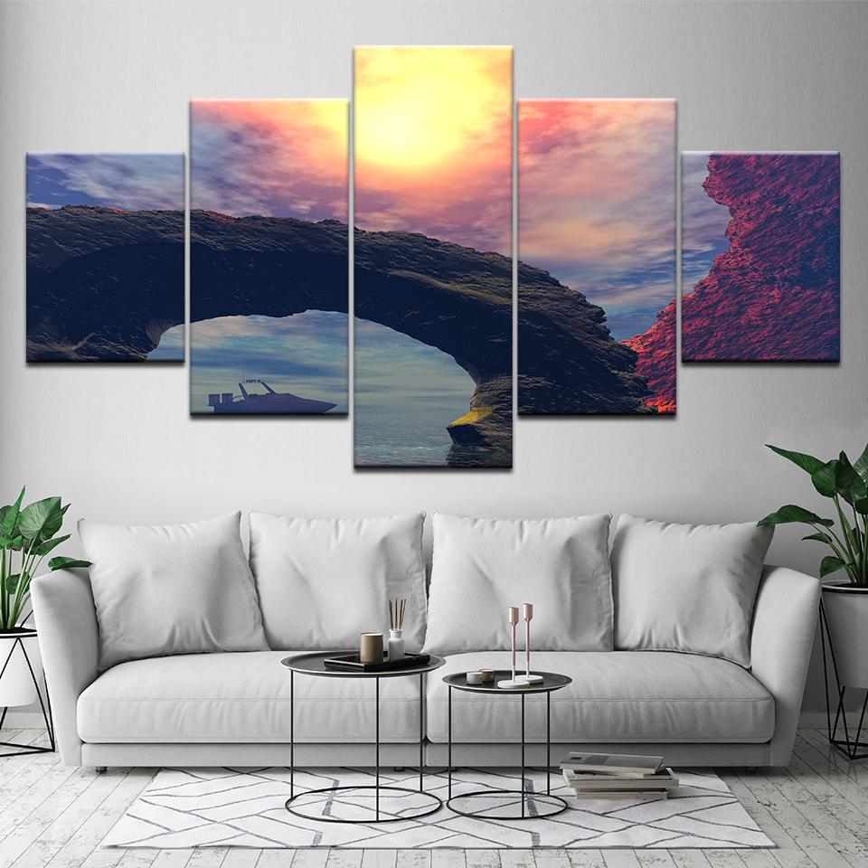 

Canvas Painting Landscape red sky at morning 5 Pieces Wall Art Painting Modular Wallpapers Poster Print Home Decor 20x35 20x45 20x55cm