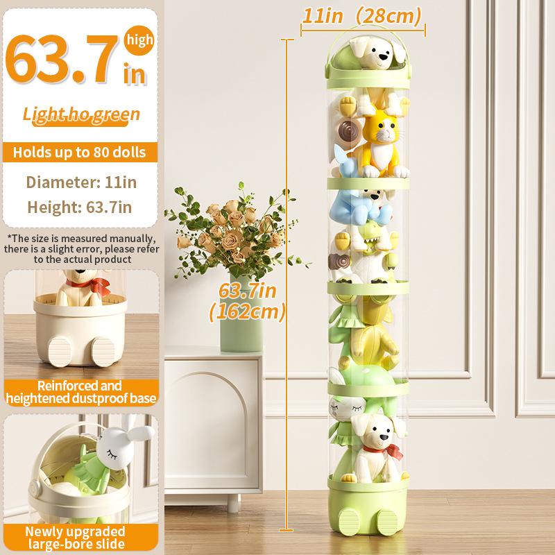 Doll Storage Box Toys Organization Plush Toy Storage Tube Transparent Plastic Stuffed Storage Barrel Children's toy Organizer