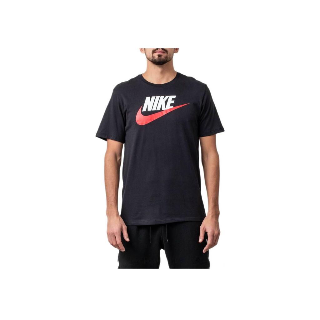 Nike Cotton Round Neck Letter Print Short Sleeve T-Shirt Men Tops Black BQ5095-018