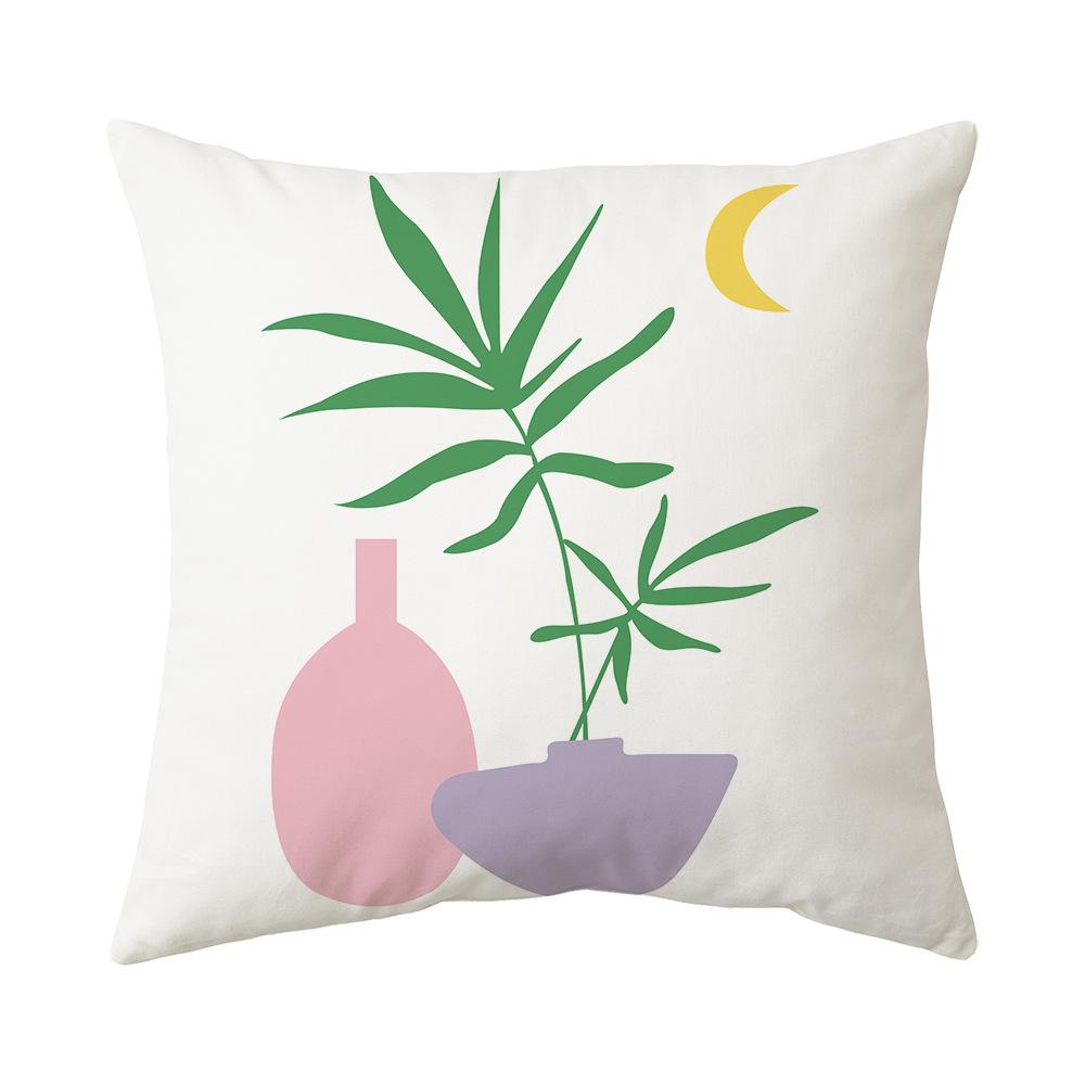 Boho Pillowcase Office Cushion Sofa Pillow Bedside Backrest Lumbar Plant Print Pillow