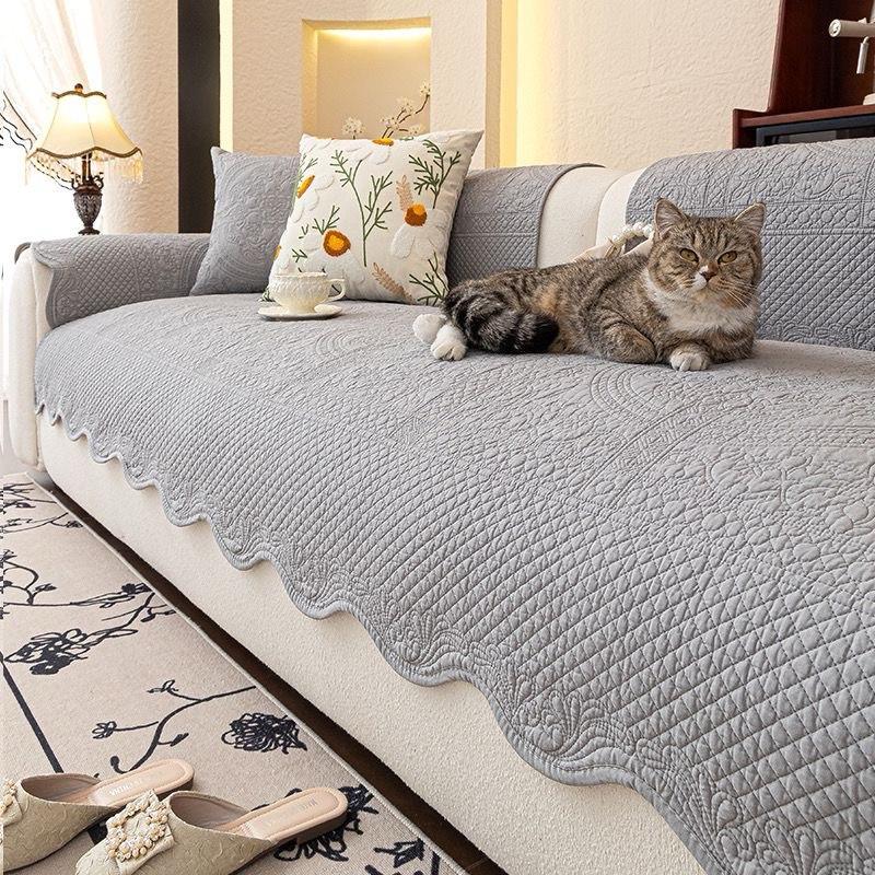 

Cotton Sofa Covers for Living Room Solid Color Sofa Cushion Non-slip Couch Slipcovers Four Season Universal Sofa Slipcovers A 70x70cm 1pc
