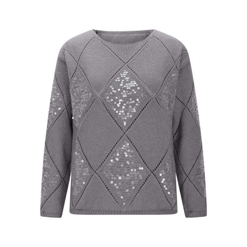 Women S European American Style Sequined Knitted Pullover Loose Fit Sweater