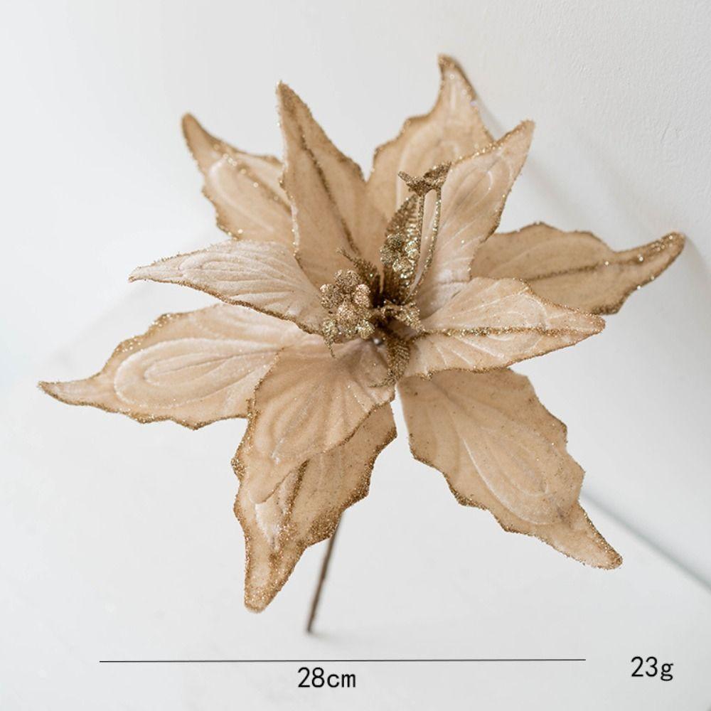 Glitzer Weihnachts-Poinsettia Blume Realistisch 28cm Weihnachtsbaum Hängeblume Handgefertigt Künstliche Weihnachtsbaumdeko 2025 Neues Jahr