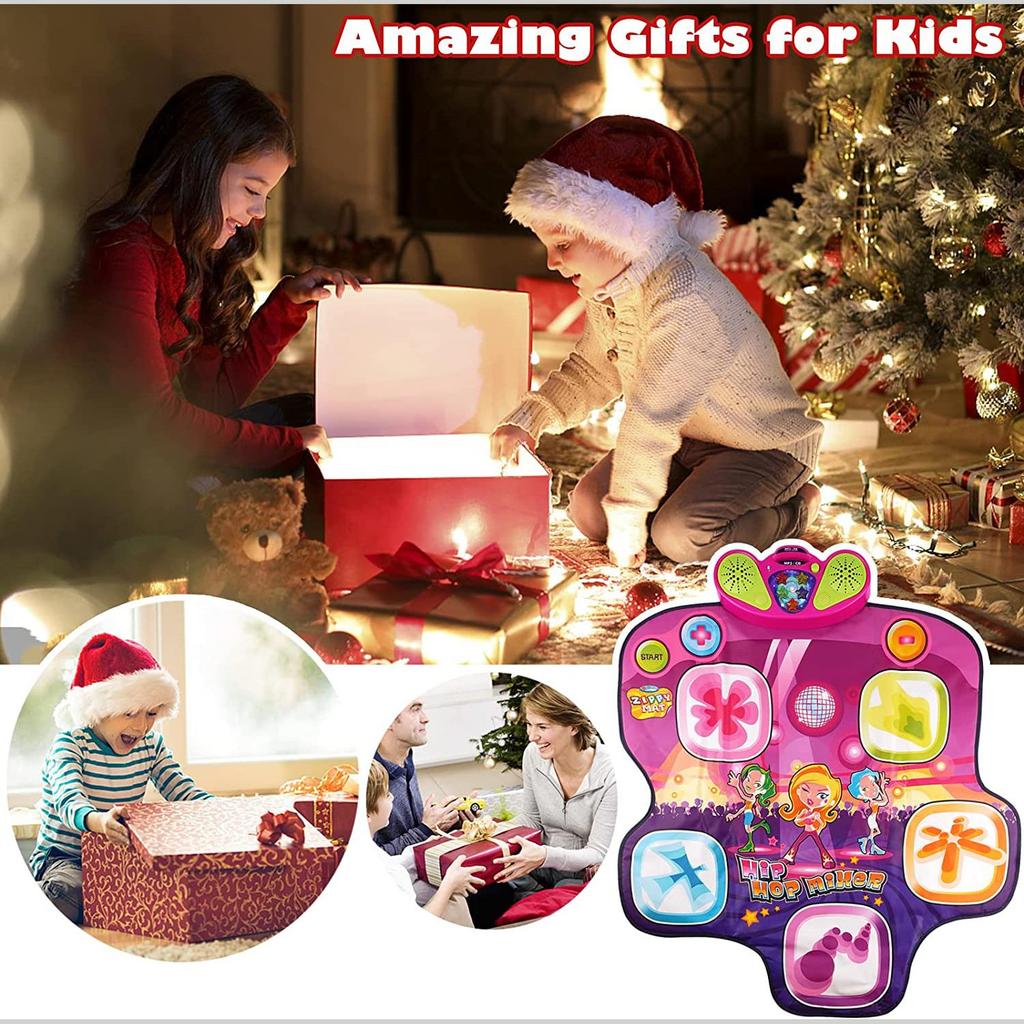 Dance Mat, Electronic Music Mat with 5 Game Modes Musical Playmat, Adjustable Volume Dance Pad with LED Lights for Kids Ages 3 4 5 6 7 8 9 10+