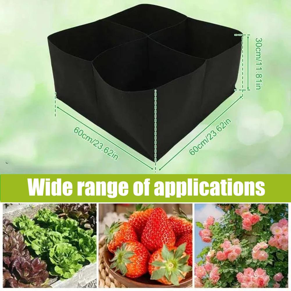 Fabric Raised Garden Bed 8 Grids Garden Plant Grow Bags Reusable Felt Planting Bed Rectangle for Growing Herbs Flowers Vegetable