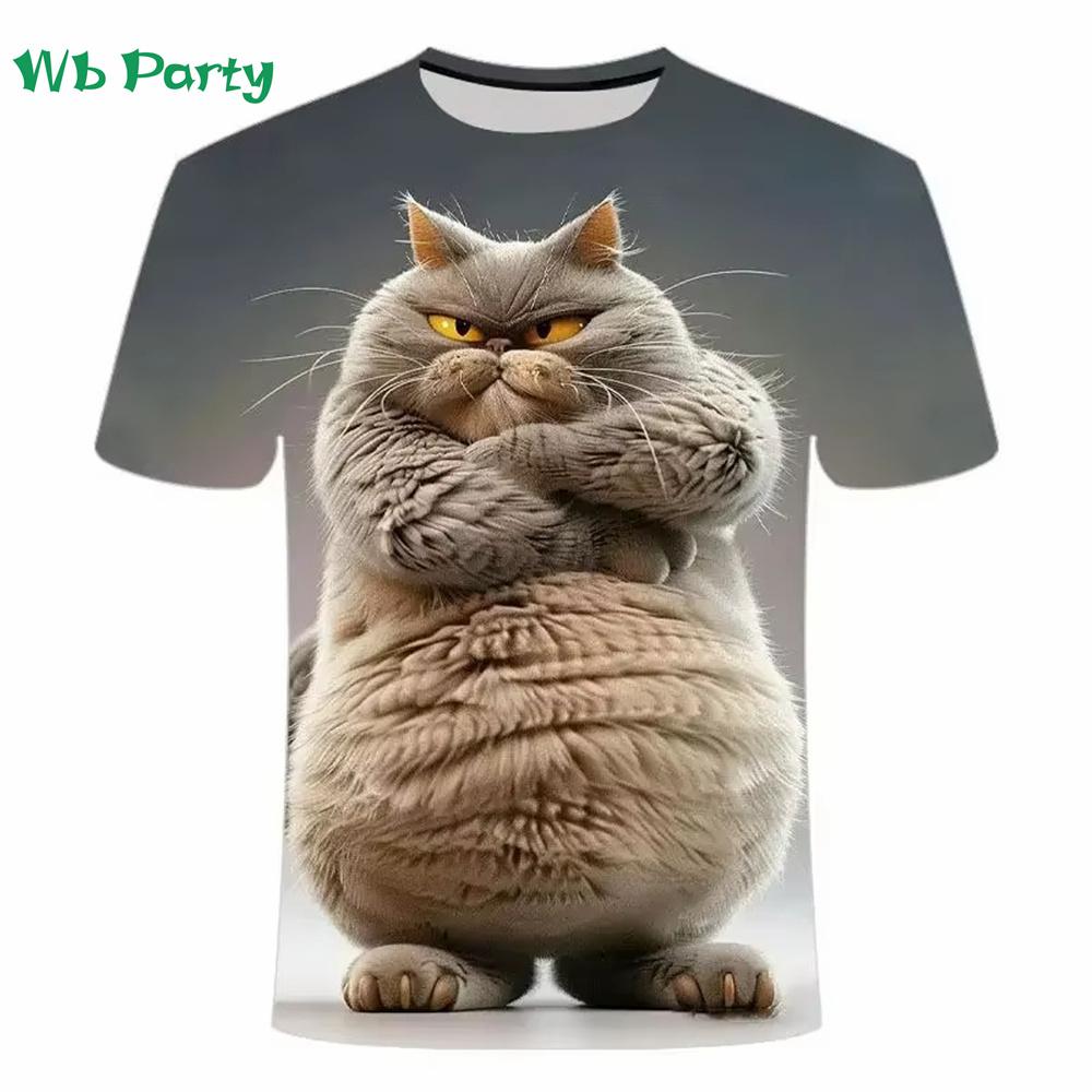 Kočičí tričko Pánská móda Pánské oblečení 3D potisk Kočičí grafické tričko Ležérní Volné Pánské oblečení O-výstřih Harajuku Pánské tričko Top