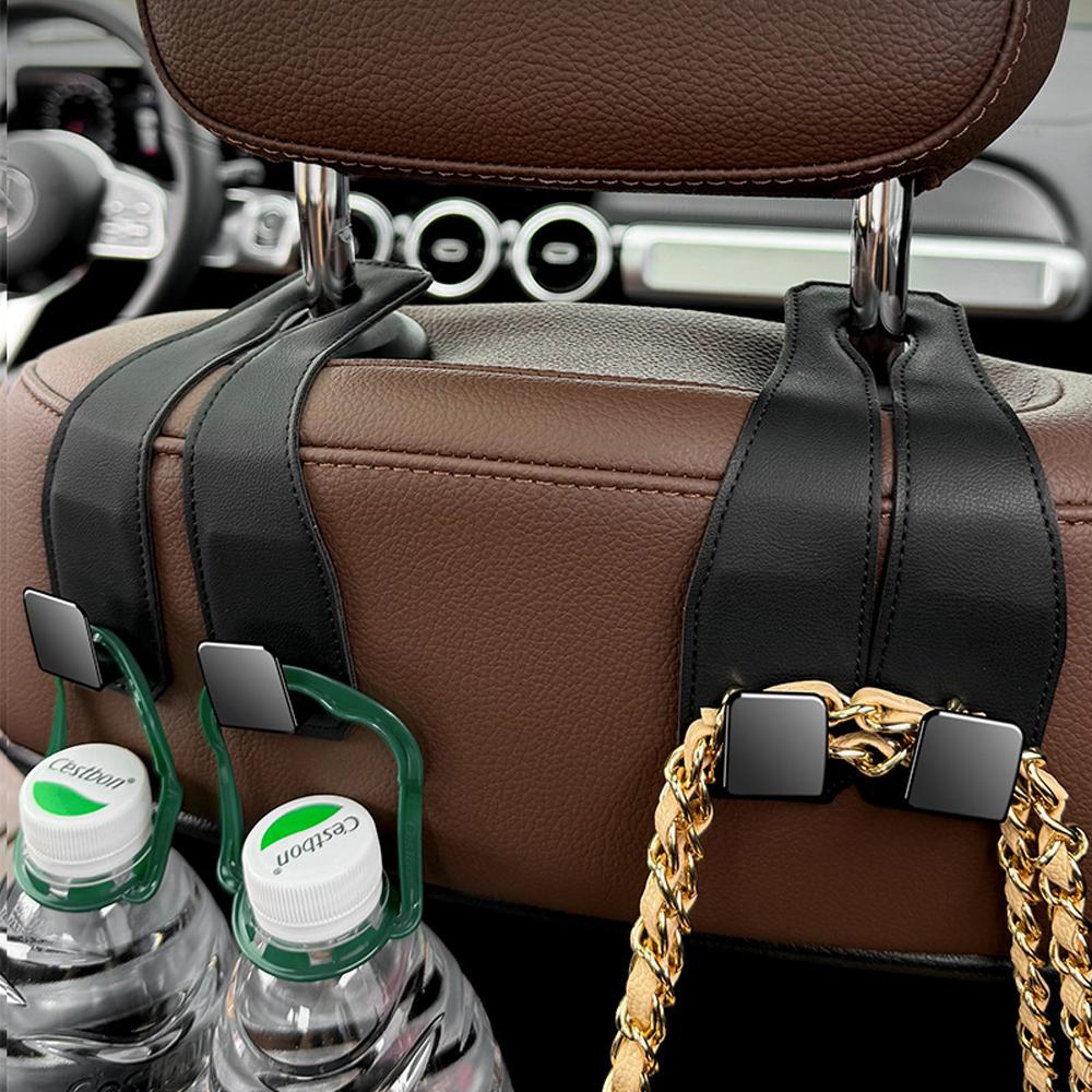 Cârlig universal pentru tetieră pentru mașină, din piele de căprioară premium, pentru agățat pentru scaunul din spate, cârlig dublu, 20 kg, suport mare, din aliaj, accesorii pentru instrumente.