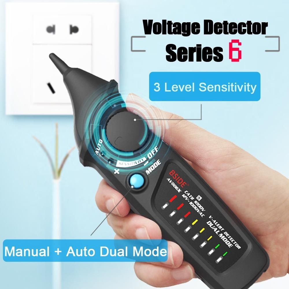 BSIDE AVD06 Dual Mode Non-contact Voltage Detector AC 12-1000V Auto/Manual NCV Tester Live Wire Check Sensitivity Adjustable