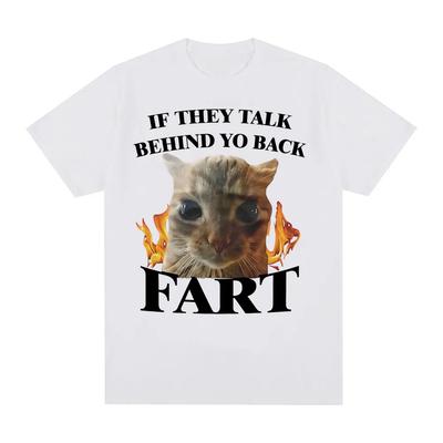 Maglietta Stampata Meme Gatto Divertente Fart Gatto Vintage Abbigliamento Donna Moda Manica Corta Casual Maglietta da Donna Top Abbigliamento