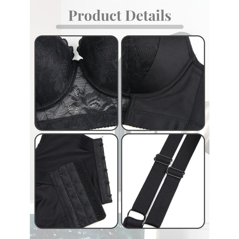Roter floraler Spitzen-Balkonett-BH mit breiten Trägern und Bügeln Push-Up-Bralette für den täglichen Gebrauch