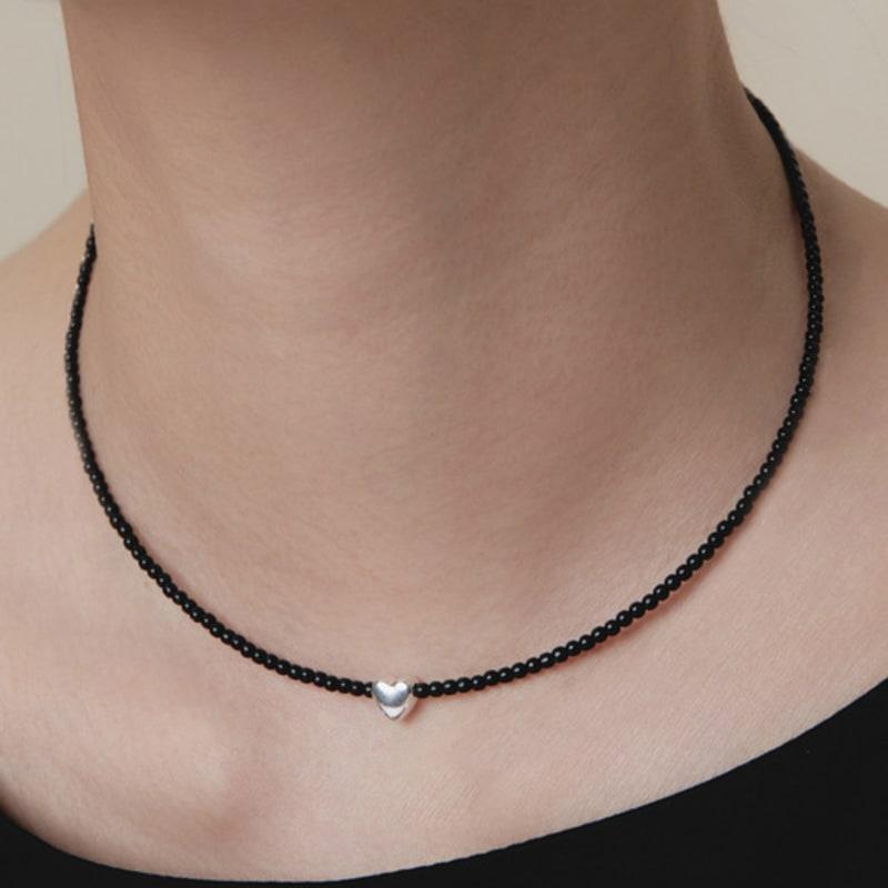 

dmoment (925Silver) Midnight S Heart Necklace Black