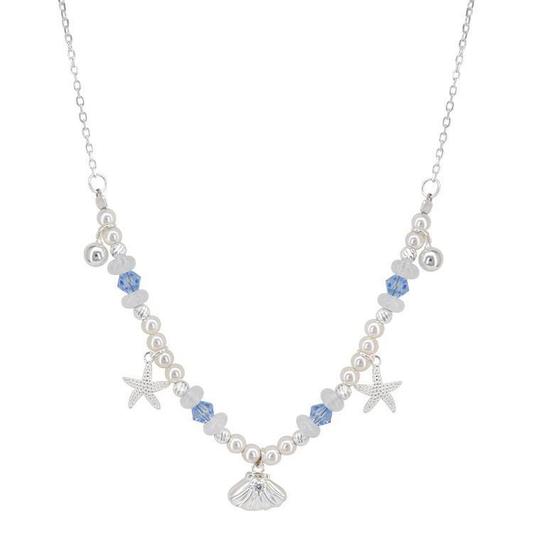 Korean Style S925 Sterling Silver Starfish & Pearl Necklace for Women - Fresh, Versatile, Simple Clavicle Chain