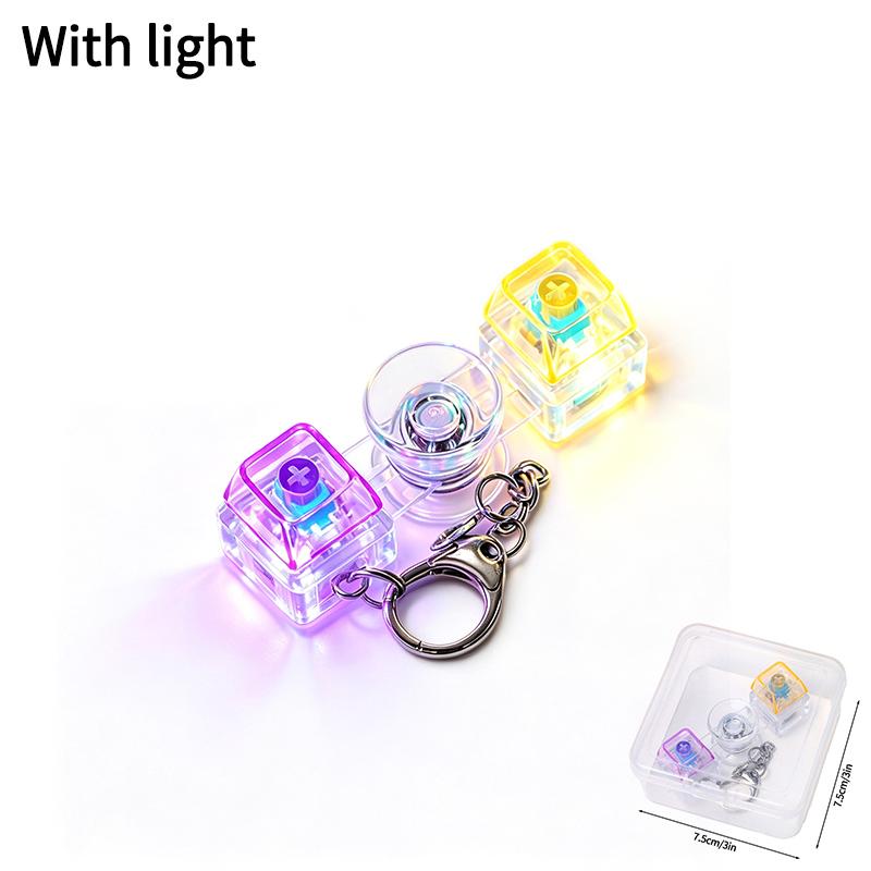 Glowing Keybopard Keychain 1-9 Key Keycap Keychain Press Button Keyring Stress Releasing Decompression Keyrings Bags Charms