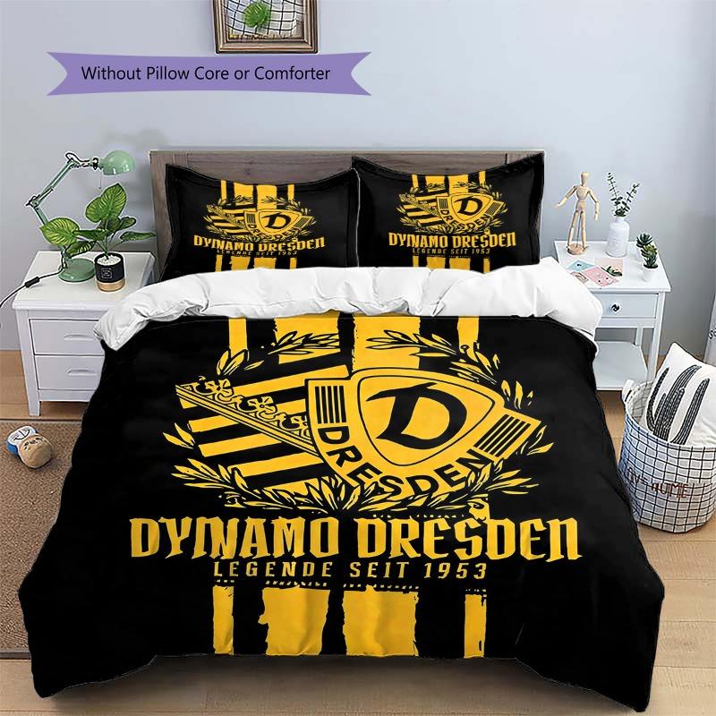 Fußballverein Dynamo Dresden 3-teiliges Bettwäsche-Set 3D-Druck Bettbezug Kissenbezug Fan Schlafzimmer Dekoration
