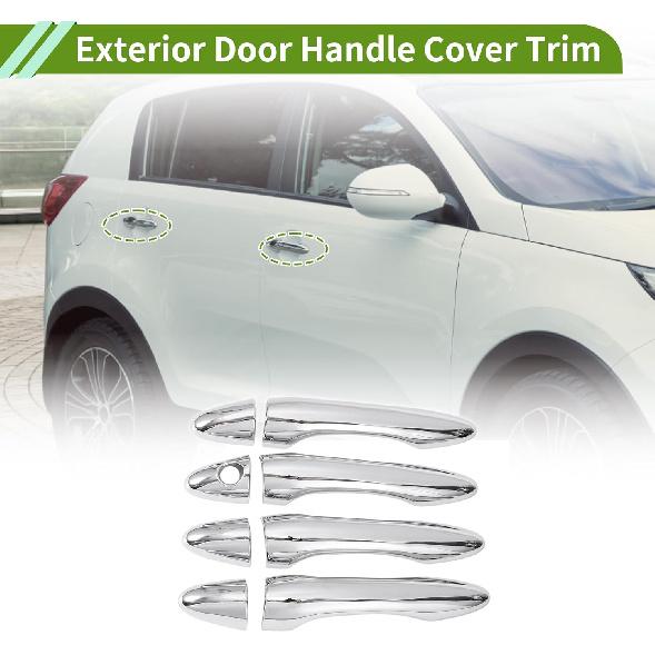 Exterior Door Handle Cover Trim Door Handle Cover for Kia Sportage R 2011-2015 (Only Fit the Left Hand Drive Model) Silver Tone ABS 1 Set