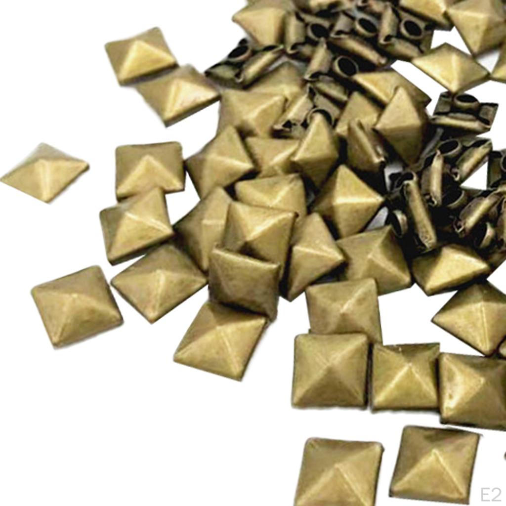 100 Square Studs Pyramids For Clothes, Bags, Jeans, Shoes, Hats Decoration