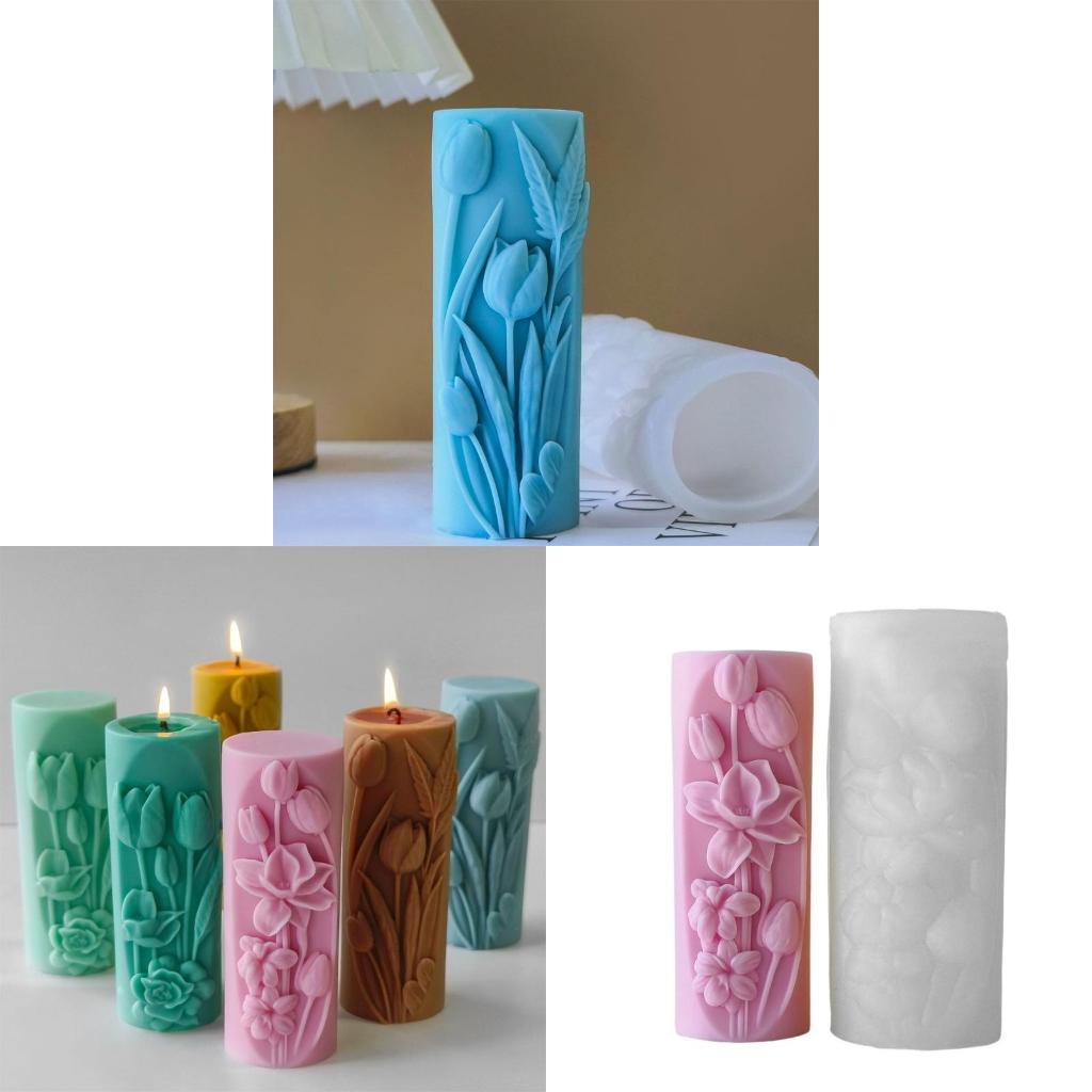Silicone Molds Flowers Pillar Molds Epoxy Resin Molds Handmade Castings Molds Flower Cylinder Plasters Molds