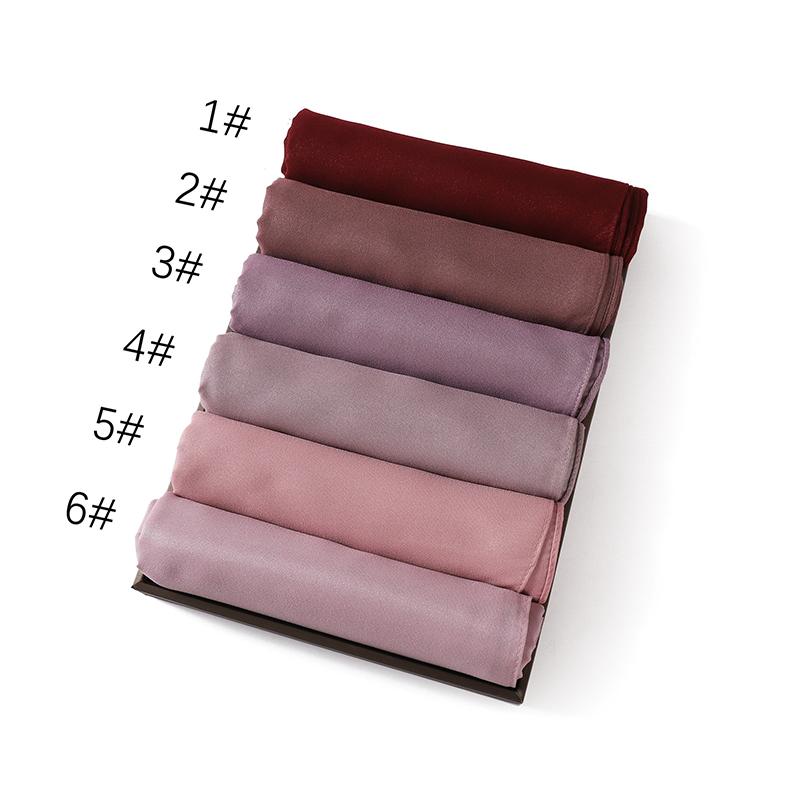 Muslim Chiffon Hijab Scarf for Women Solid Color Square Head Wrap Scarves Jersey Hijabs Islamic Turban Headband Shawl 180*70cm