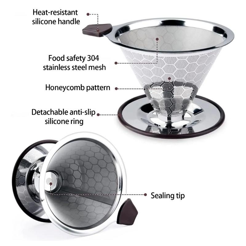Permanent Stainless Steel Coffee Filter Screen Paperless Hand Brewed Mesh Strainer for Home Brewing Enthusiasts