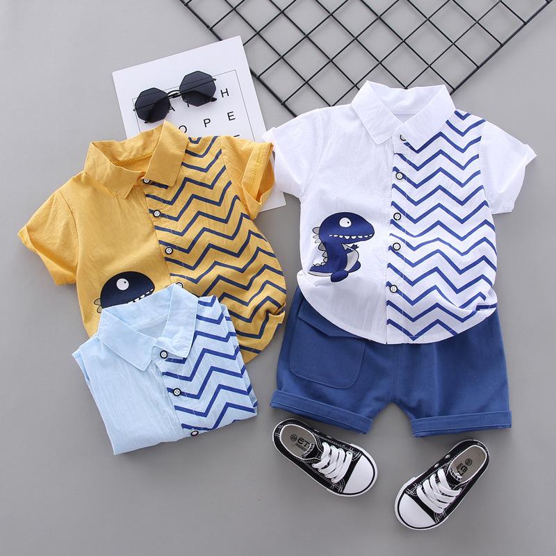 New Cute Short Sleeve Romper Set for Infant Boys Breathable Comfortable Summer Children Outfit for Daily and Outdoor