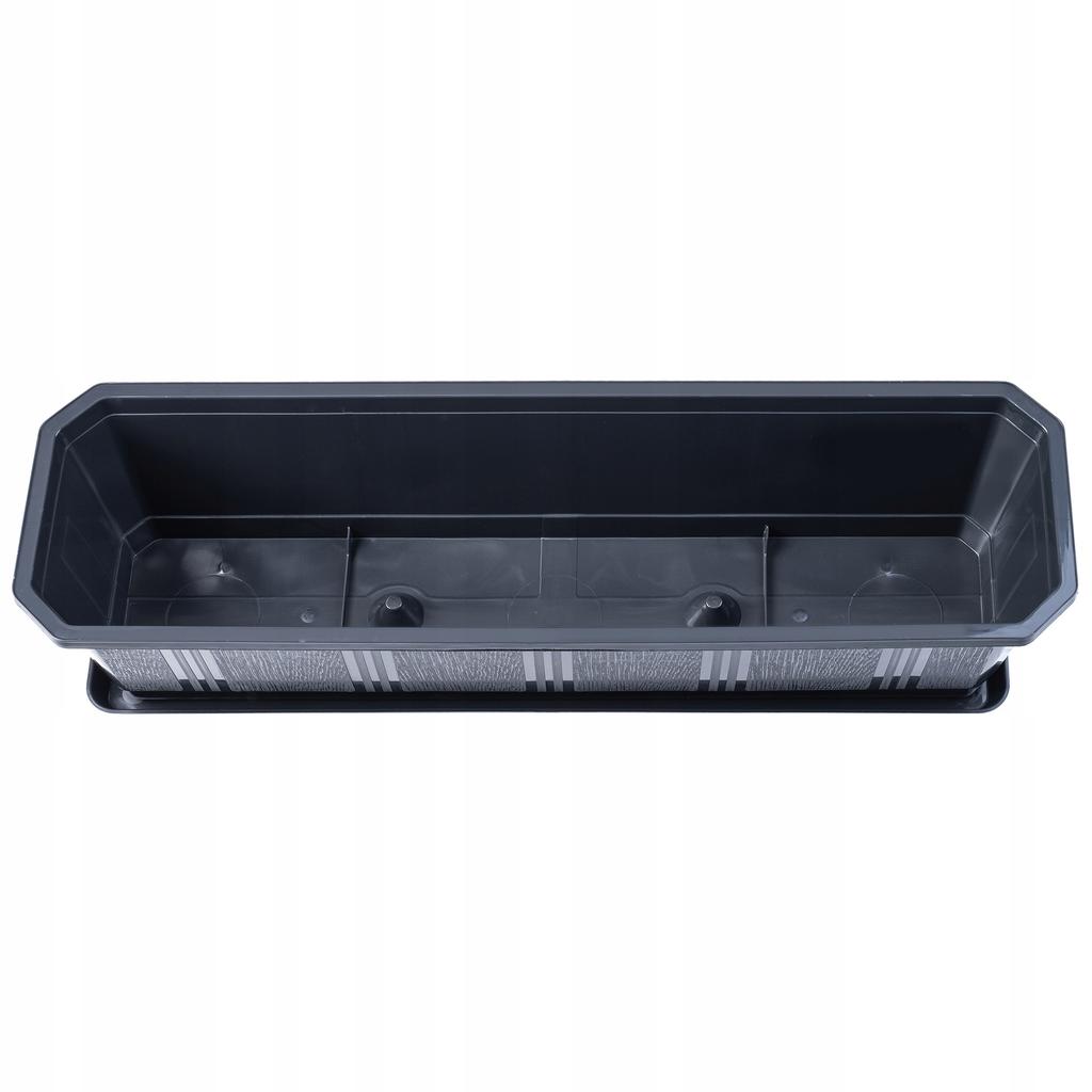 KADAX Flower Pot Planter Balcony + Saucer 60cm Graphite