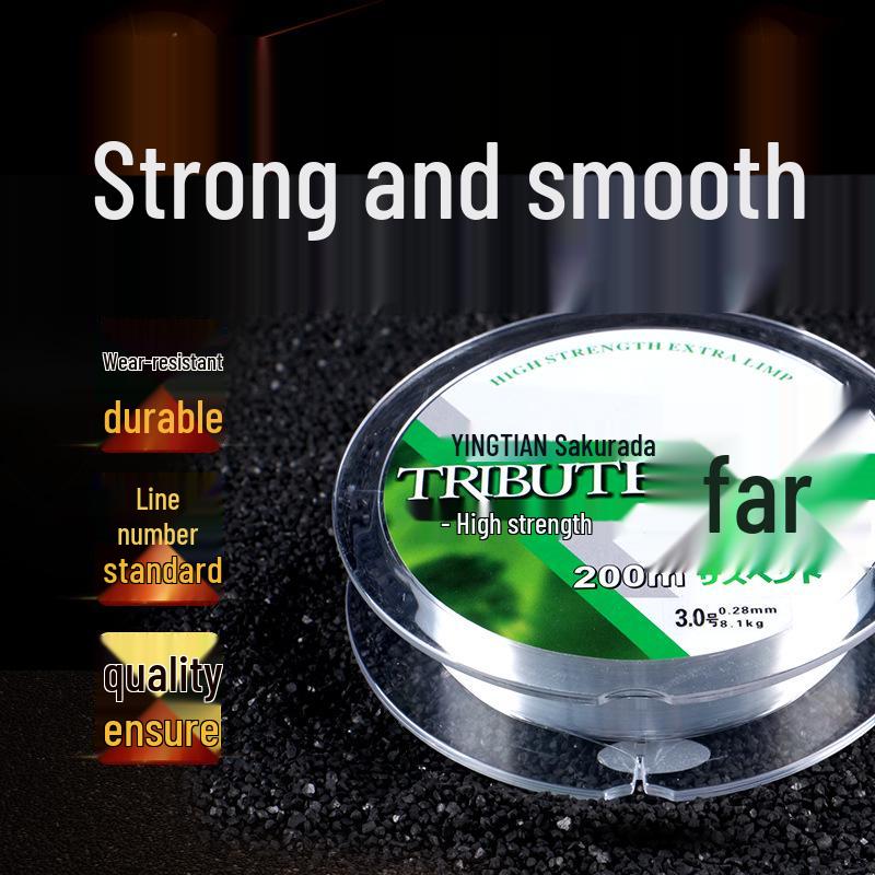 200m Nylon Fishing Line - High Tensile Strength for Main & Sub-line, Ideal for Competition, Lure, Sea Fishing, Long Cast & Rod Casting