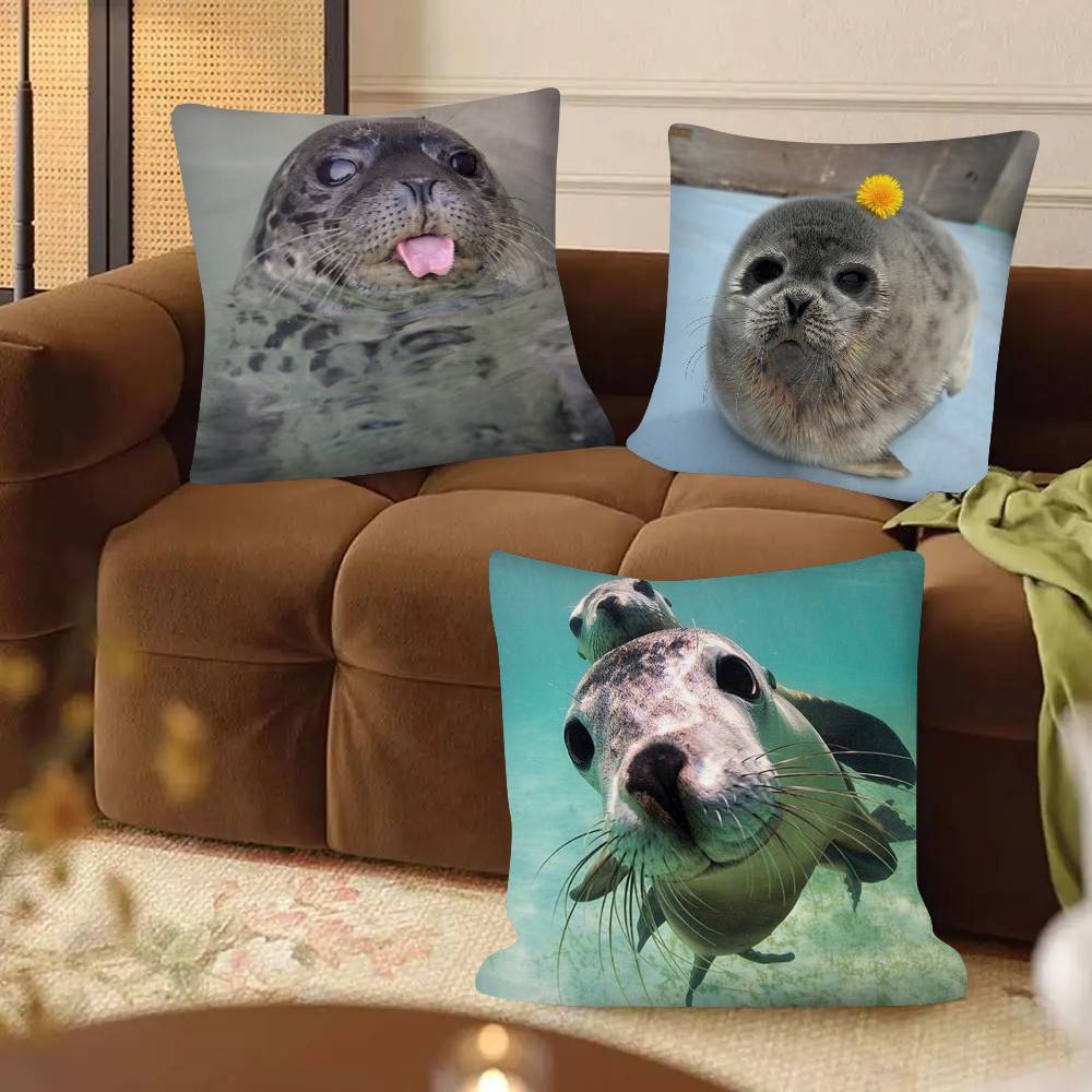 1Pc Seal Sea Cute Pillow Case Fashion Square Pillowcase Bedroom Sofa Room Ins Decoration Leisure